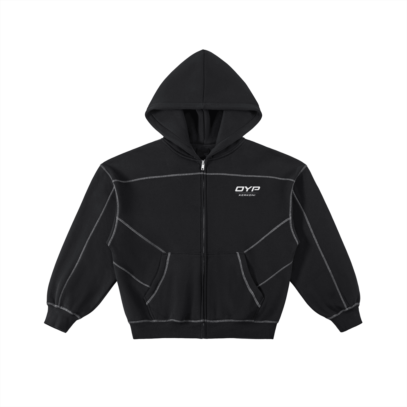 OYP Black Hoodie mit Reißverschluss, stilvolle Passform und bequemer Stoff für den individuellen Stil.